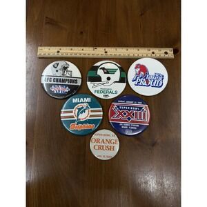 6 NFL Button Pins Washington Federals‎ Raiders Super Bowl XXIII XVIII Miami